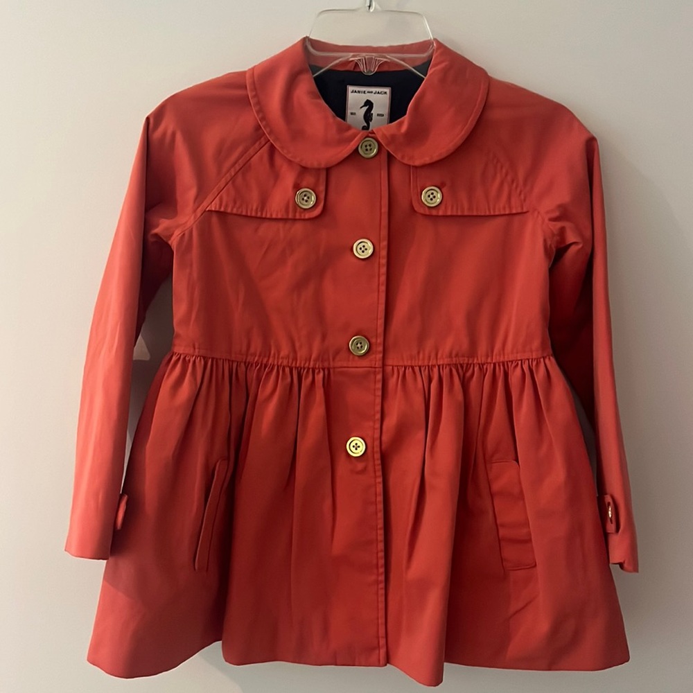 Adorable tangerine, Janie & Jack light fall coat, size 6